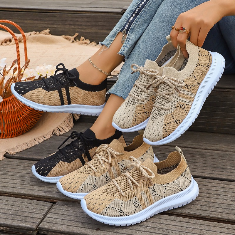 Knit Fabric Lace Up Sneakers - 2026 Nuevas Zapatillas Deportivas Redondas con